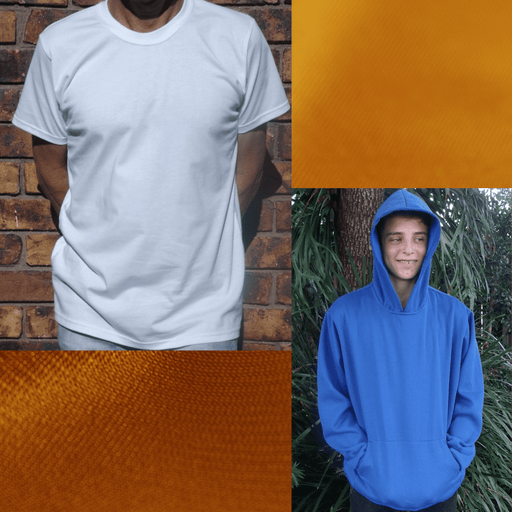 men's white cotton t-shirt and men's royal blue fleecy hoodie