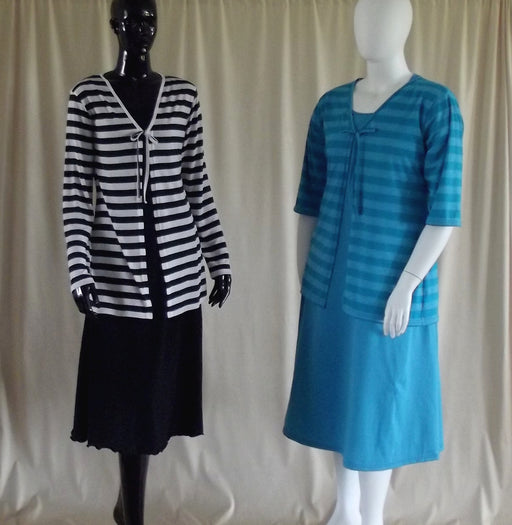 Australian made tie front jackets worn with dresses
