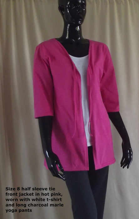 Australian made tie front jacket in hot pink cotton fabric