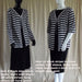 Black and off white striped long line cotton blend jacket