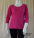 3/4 sleeve hot pink cotton t-shirt in plus size