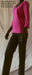 hot pink 3/4 sleeve women's t-shirt and navy women's yoga pants