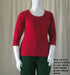 plus size red 3/4 sleeve women's t-shirt