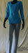 turquoise 3/4 sleeve women's t-shirt with grey long yoga pants