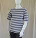 Plus size grey stripe boat neck t-shirt