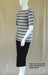 2 tone grey stripe boat neck tee with 34 length yoga pants