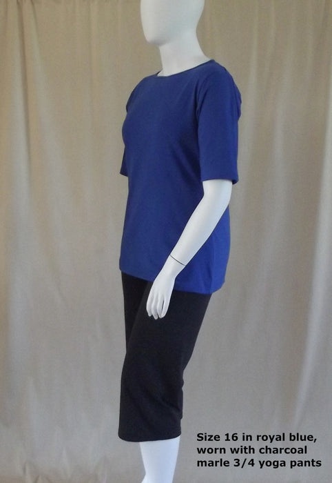 Plus size Australian made royal blue cotton boat neck t-shirt