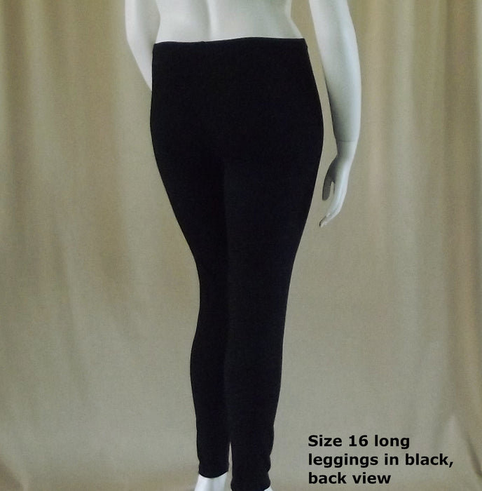 back view of plus size black long leggings 