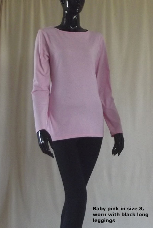 Australian made cotton boat neck top in baby pink