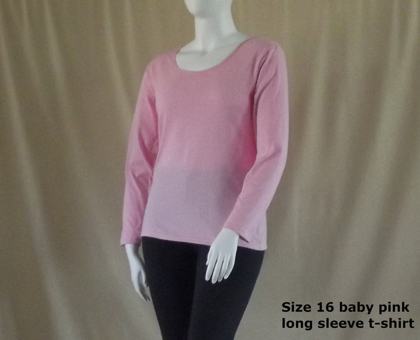 baby pink plus size women's long sleeve cotton t-shirt