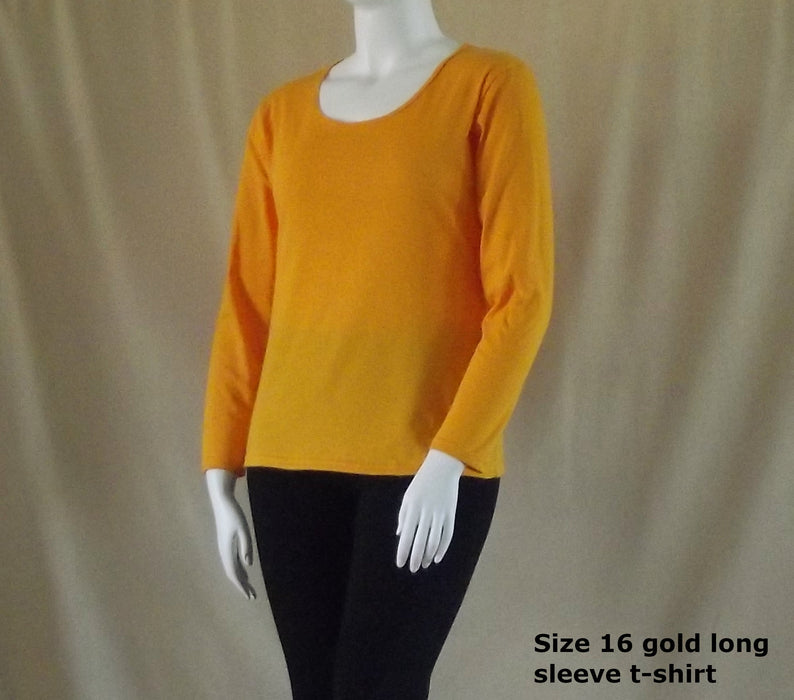 yellow plus size women's long sleeve cotton t-shirt