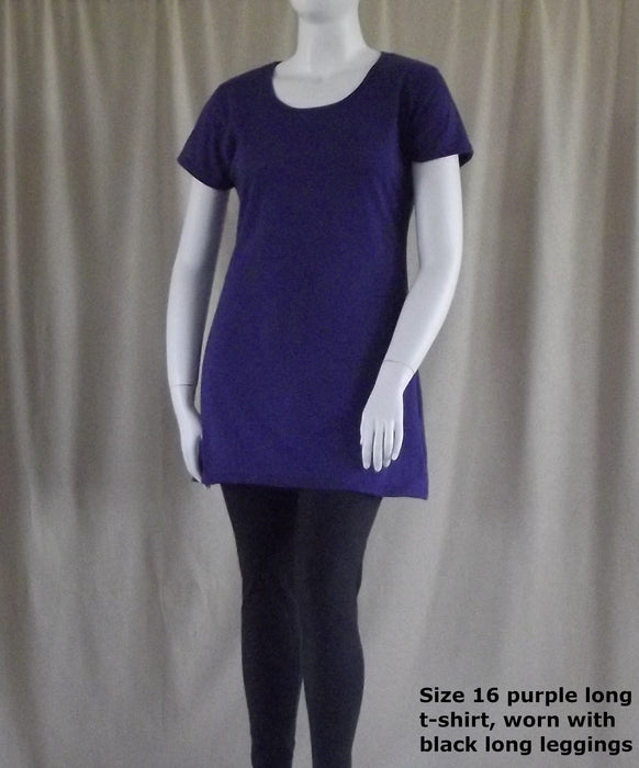 purple long cotton women's t-shirt