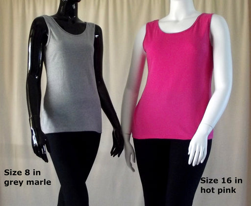 Grey marle and hot pink Australian made women's cotton singlet