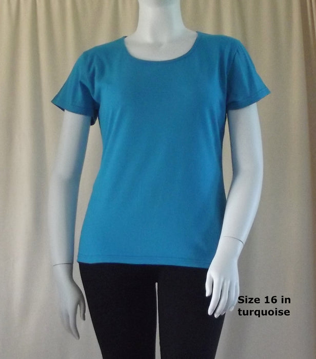 Ladies cotton t-shirt in turquoise