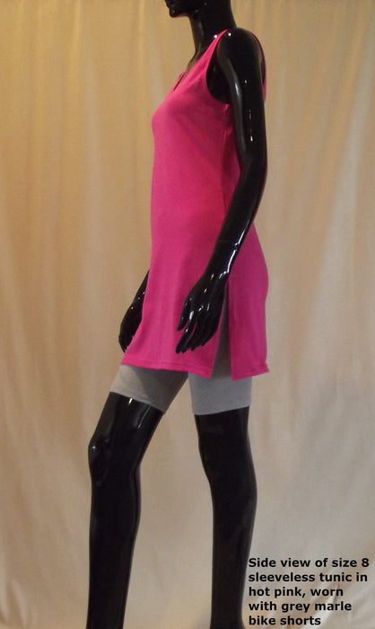 Australian made Women's Sleeveless Cotton Tunic in hot pink