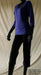 purple 3/4 sleeve cotton womens top with 3/4 length womens black yoga pants