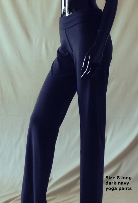 size 8 navy women's long yoga pants