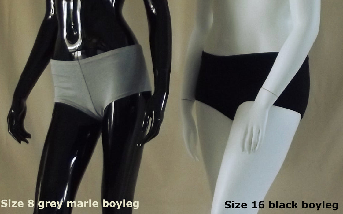 grey marle and black womens boyleg briefs