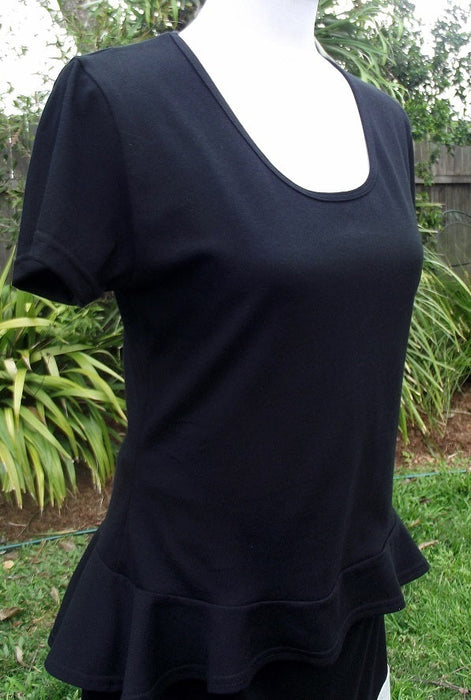 black women's cotton top with frilly peplum