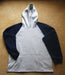 mens grey marle fleecy hoodie with navy sleeves