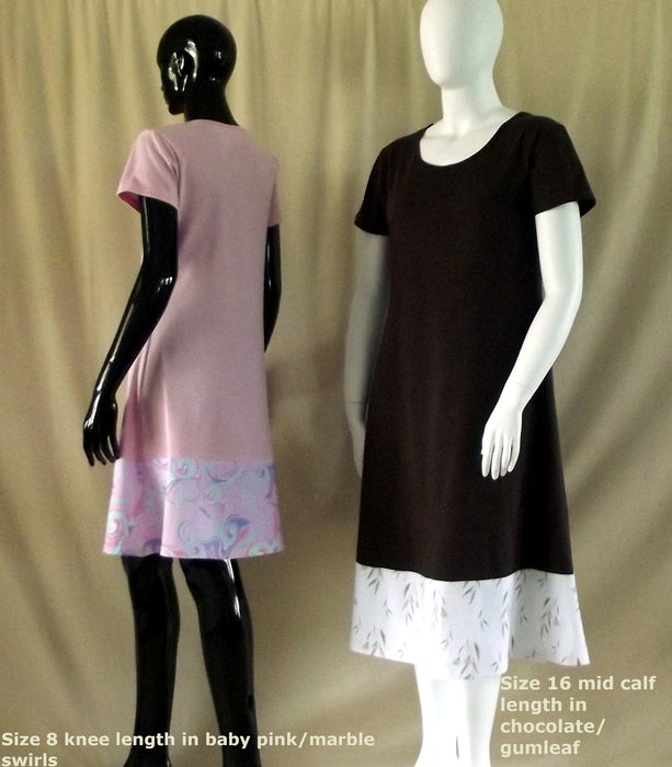 Short Sleeve Dress with Fabric Designer Hem Detail