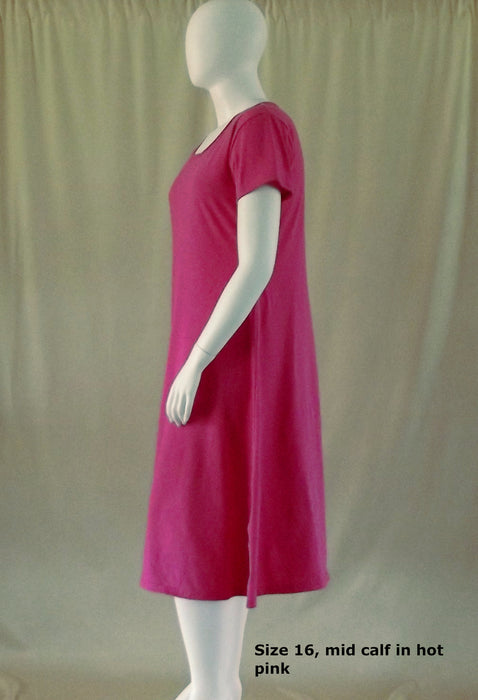 hot pink plus size short sleeve cotton jersey dress