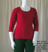 red plus size women's 3/4 sleeve cotton t-shirt