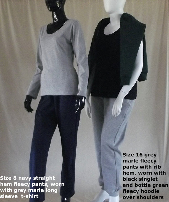 Super warm fleecy pants with straight hem or rib