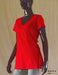 red short sleeve cotton wrap top for women