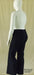 Back view of plus size women's black long yoga pants 