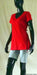 red short sleeve 100% cotton wrap top with grey marle women yoga shorts